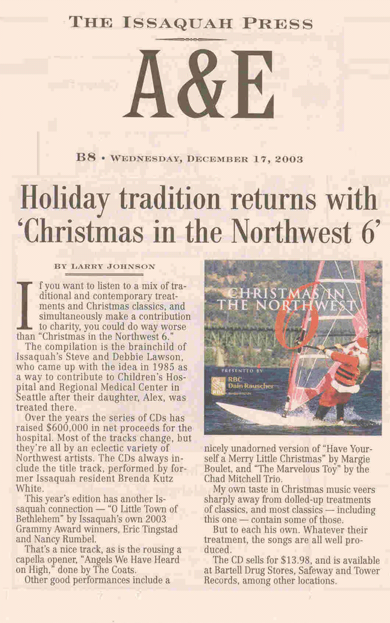 Christmas in the Northwest in the Issaquah Press 2003