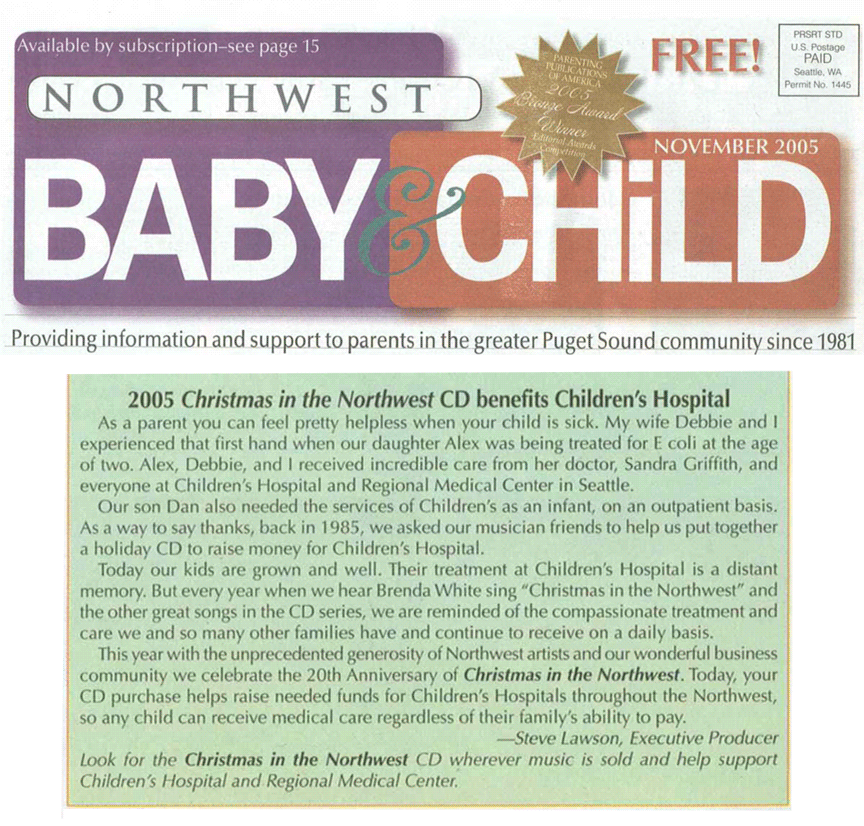 2005 Christmas in the Northwest - Northwest Baby and Child Magazine Article
